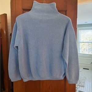 100% Organic Pima Cotton Blue Turtleneck Sweater